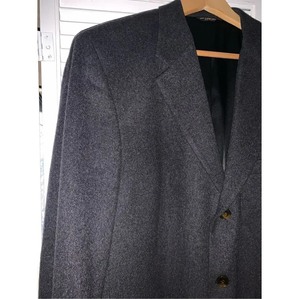 Vintage Bill BLASS Charcoal Gray Cashmere Button Down Blazer‎ Men’s 42
